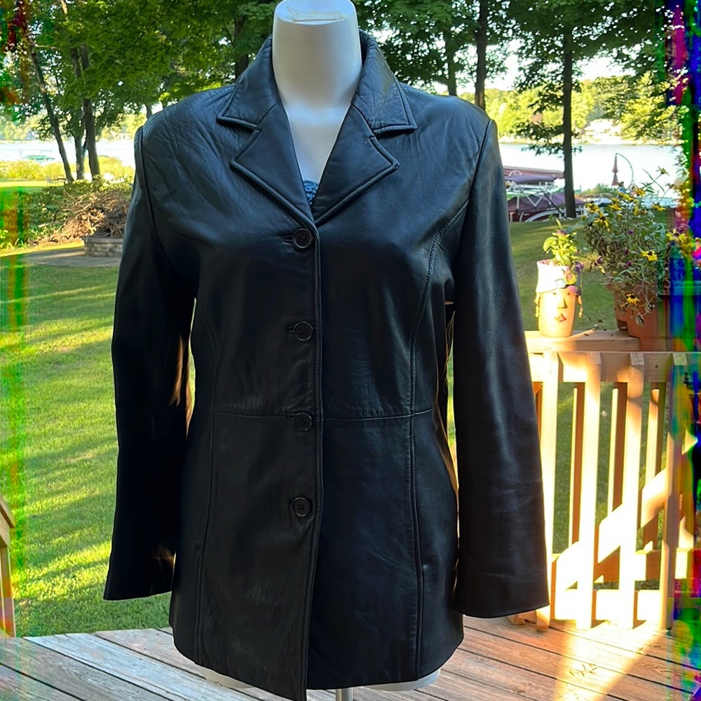 Modern Essentials black leather jacket S
